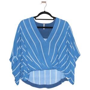 Free People Blue Striped Flowy Twist Top Small